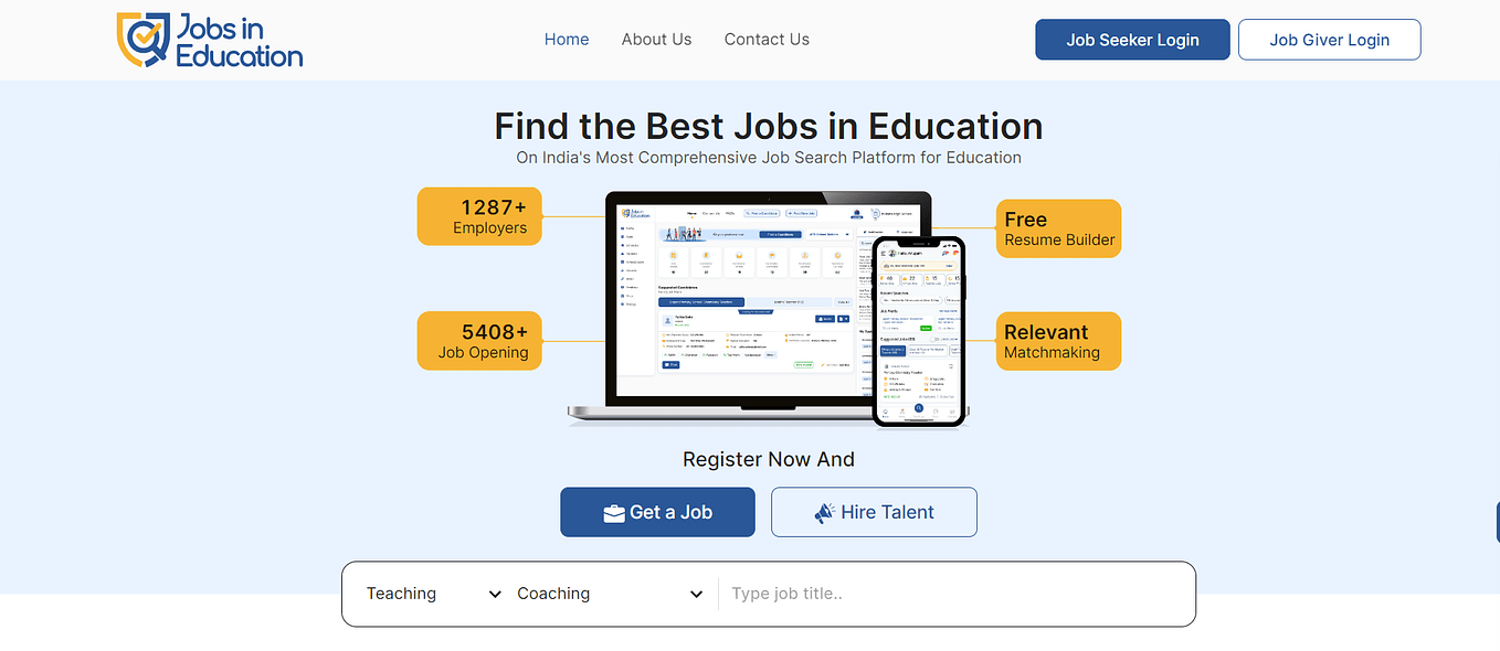 “Job In Education” A UserCentered Design with SEO Excellence. by Mantu Adak Bootcamp