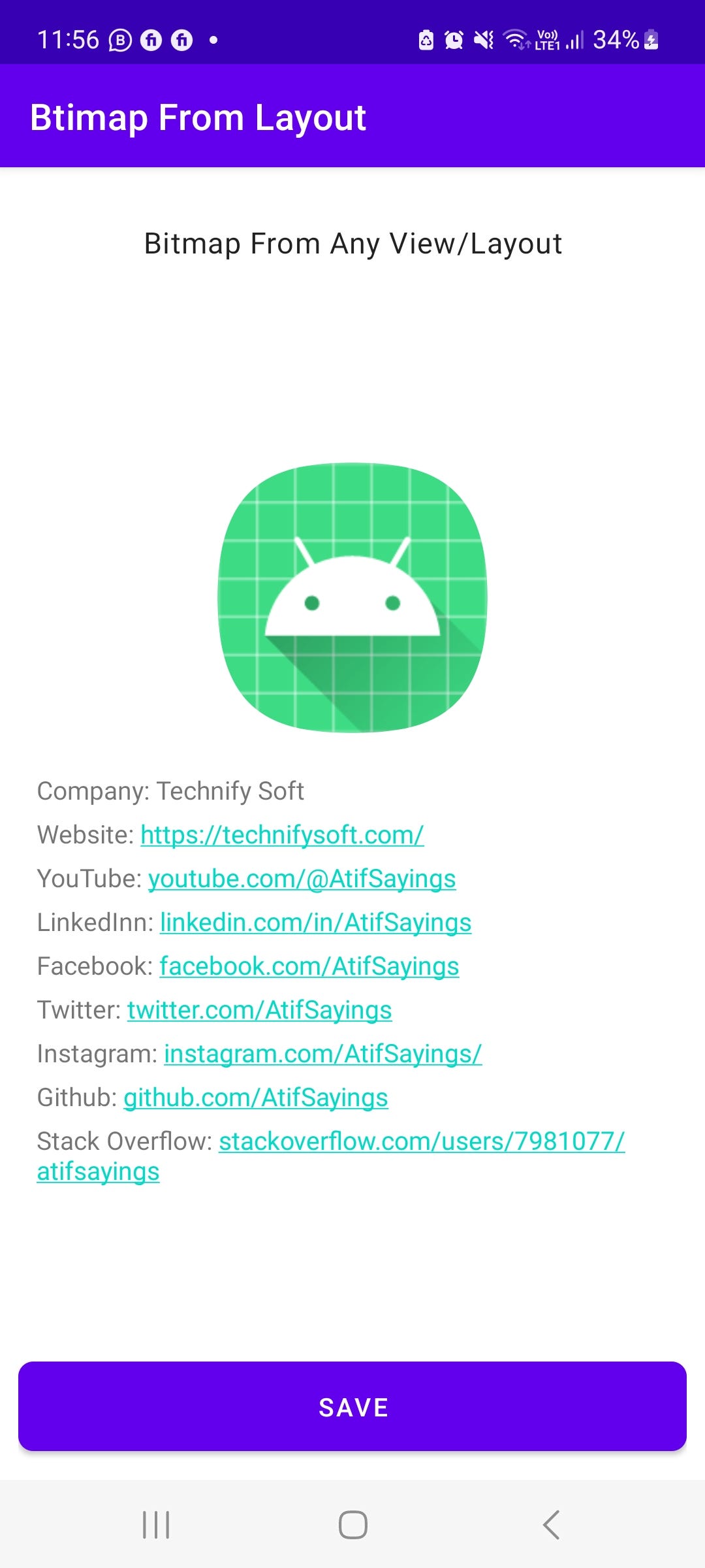 Get & Save Bitmap From Any UI Android Studio Kotlin by Atif