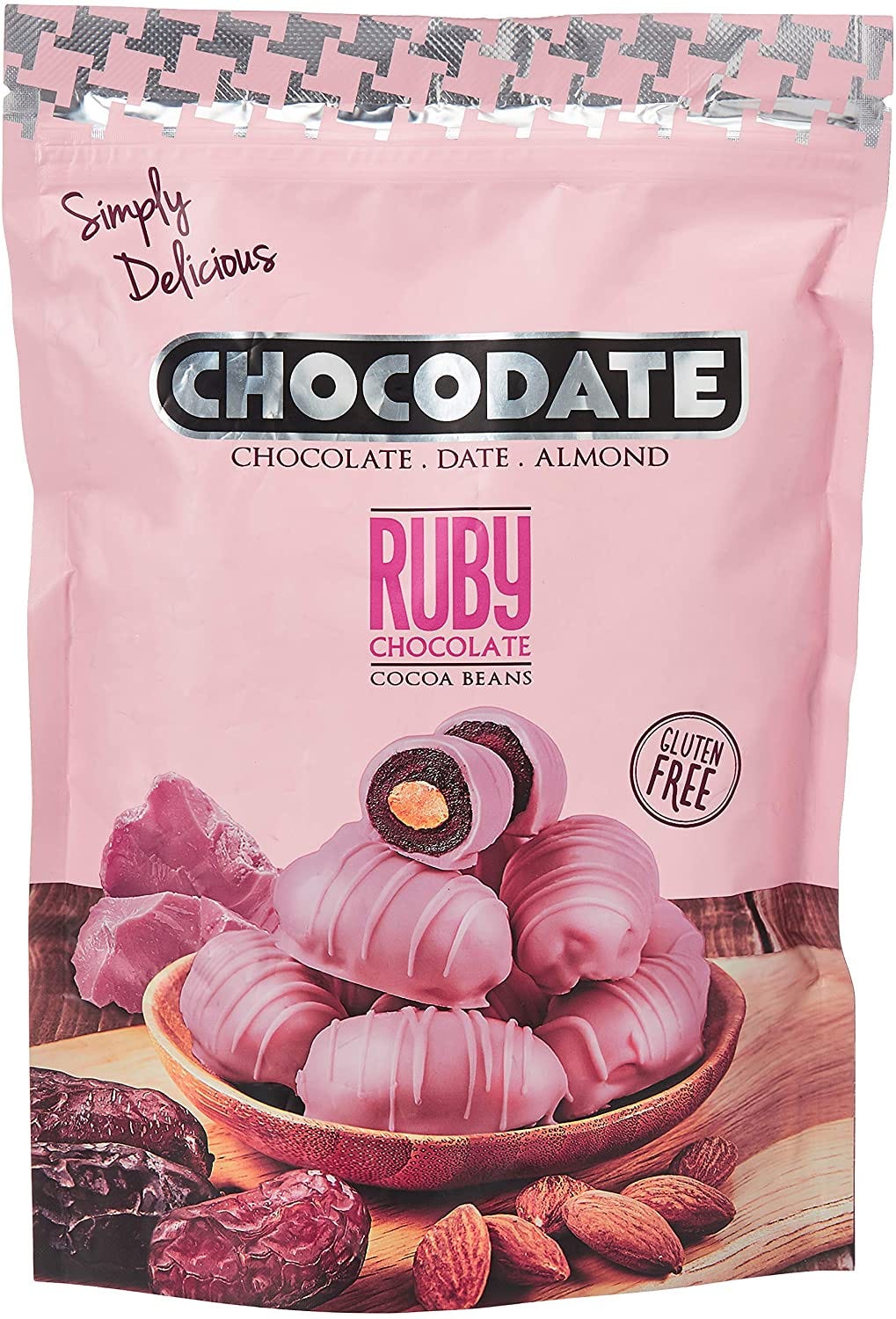 Chocodate White 33gm, Rich Silky Chocolate, Roasted Almonds, Velvety Arabian Dates, Low