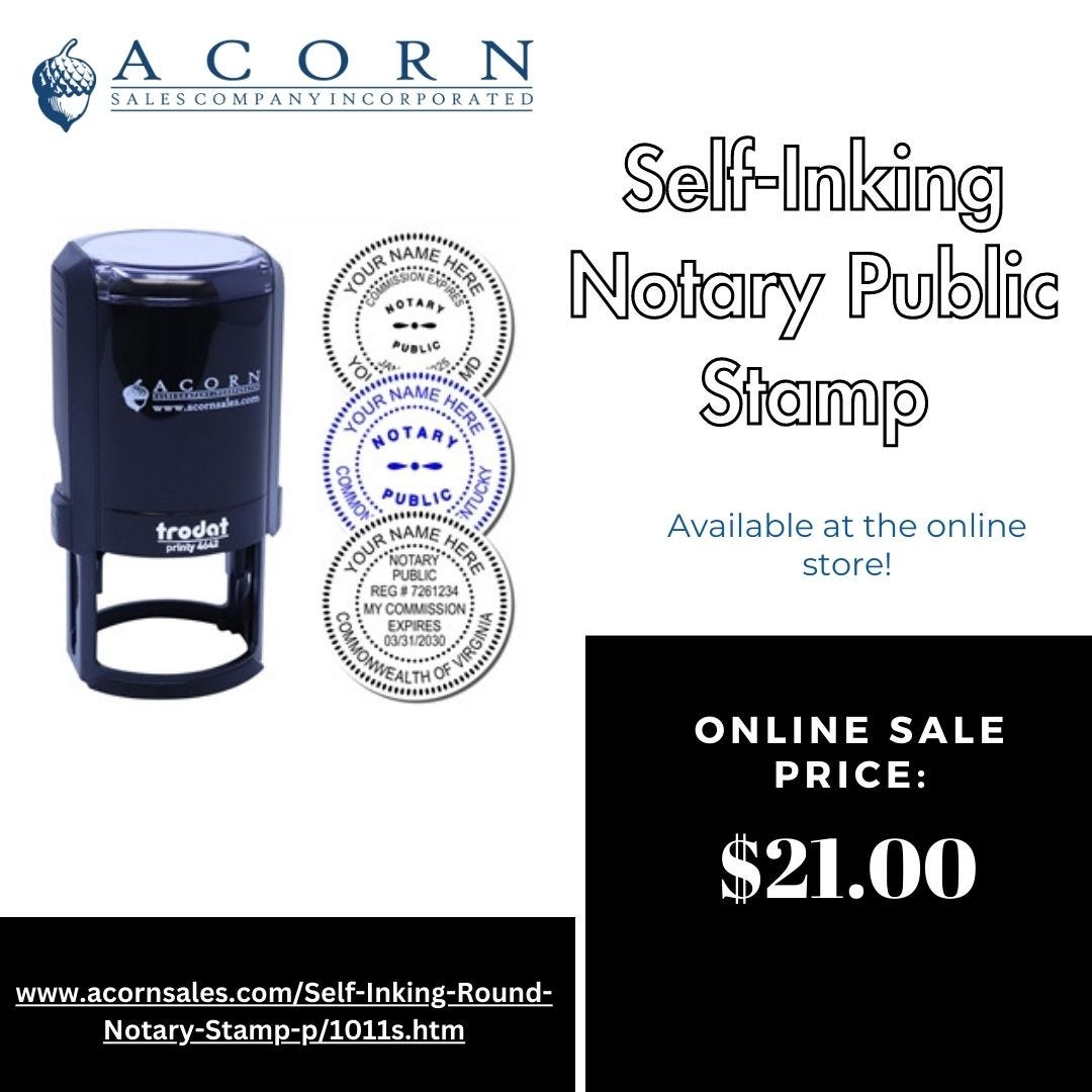 Notary Public Stamps & Seals Acorn Sales Medium