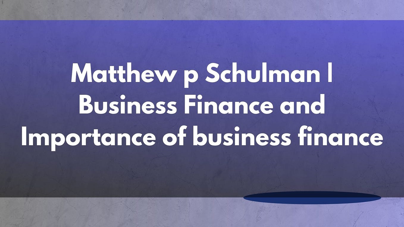 Matthew p Schulman How Does Finance Work Importance, Types, and