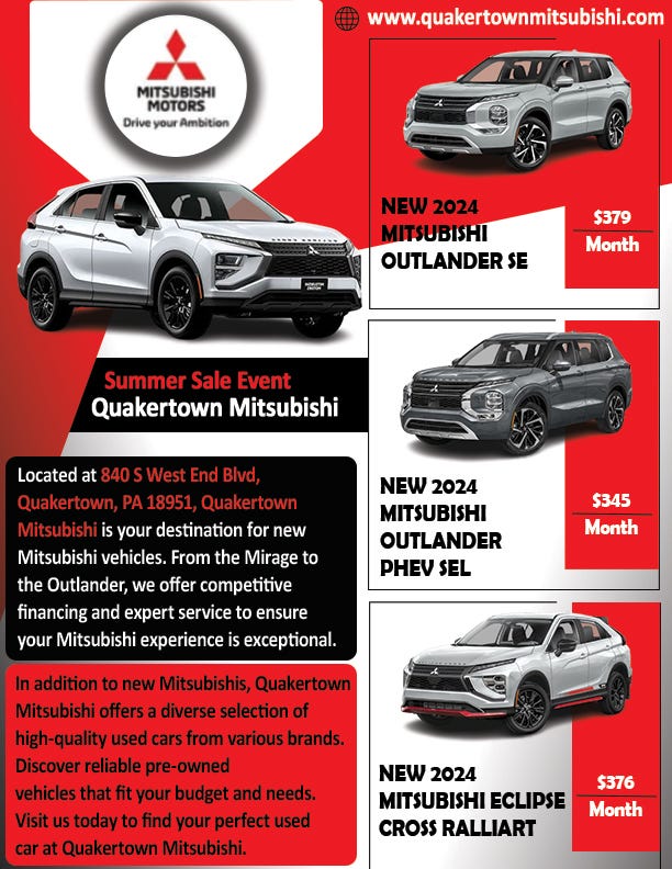 Unleash the 2024 Mitsubishi Outlander SEL at Quakertown Mitsubishi