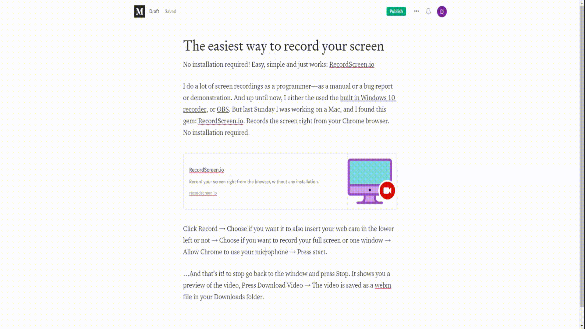 The easiest way to record your screen | by Danielle H | Medium