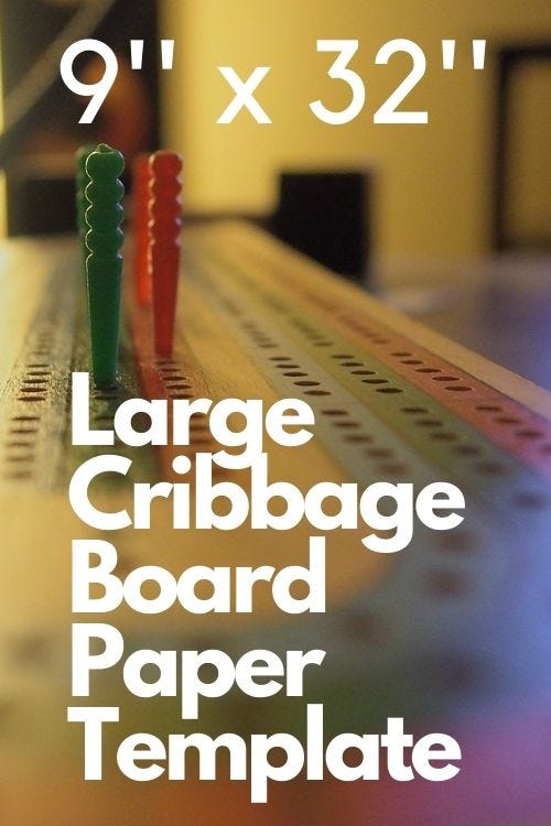 Large Cribbage Board Paper Template 9'’x32'’ by msvel 1996 Medium