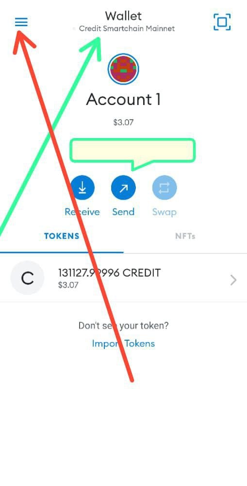 Steps to Add Credit Smart Chain Network on Meta Mask Wallet. 1. On the