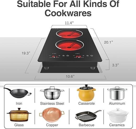 VBGK Electric Cooktop, 12 Inch Builtin Radiant Electric Stove Top