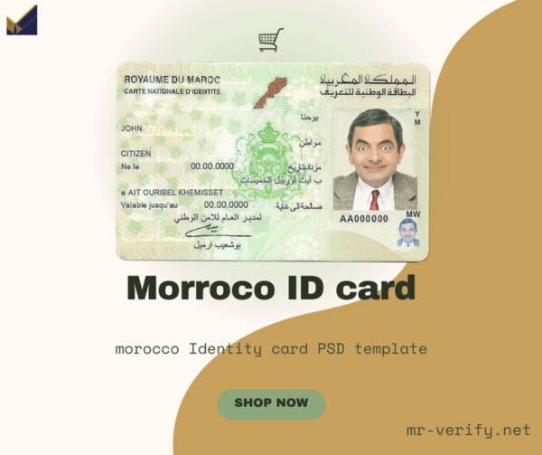 Creating an Fake Morocco ID Card Template by editable docs Medium