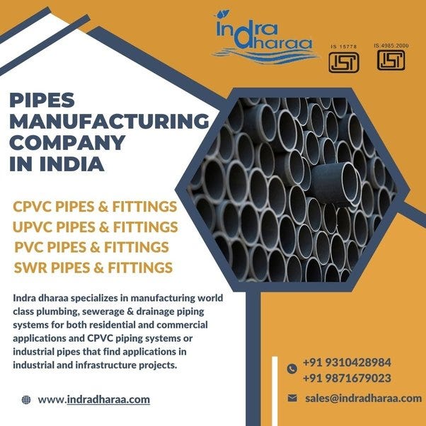 FIND! Best Pvc Pipes Manufacturers company India by Indradharaa Medium