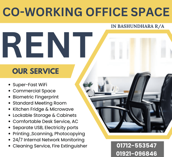 Furnished Coworking Office Space Rent In Bashundhara R/A by Reitbd