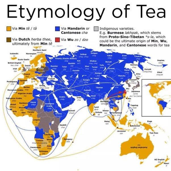 Are chai and tea the same thing?. Chai and Tea are both typical loan