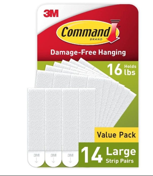 Command Large Picture Hanging Strips, White, Holds up to 16 lbs, 14