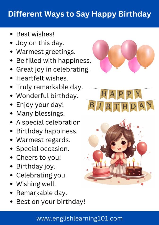 80+ Different Ways to Say “Happy Birthday” by English Learning 101
