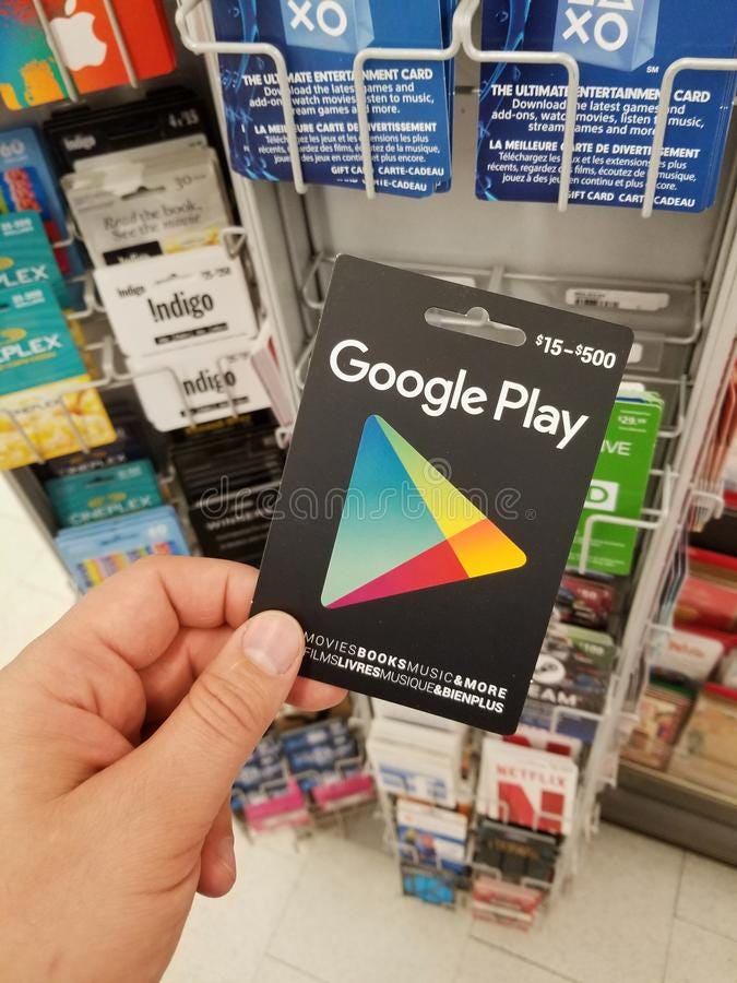 Google play Giving Away 100 Gift Card Online Payment available