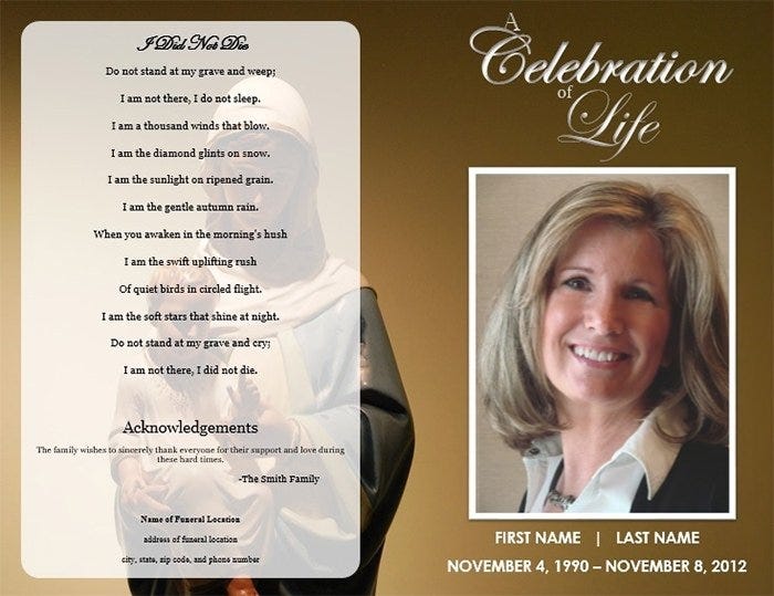 Funeral Program Layout. The funeral program is commonly known… by