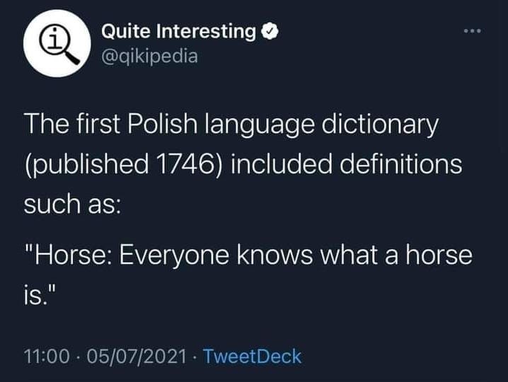 “Horse Everyone Knows What a Horse Is” — The Only True Definition Of a