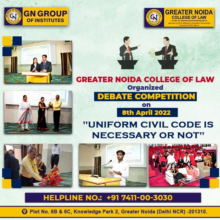 Greater Noida College of Law organized Debate Competition on 8th April