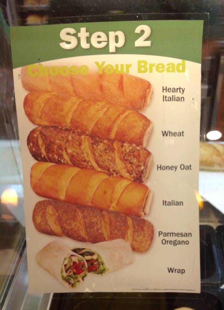 Subway Menu Bread