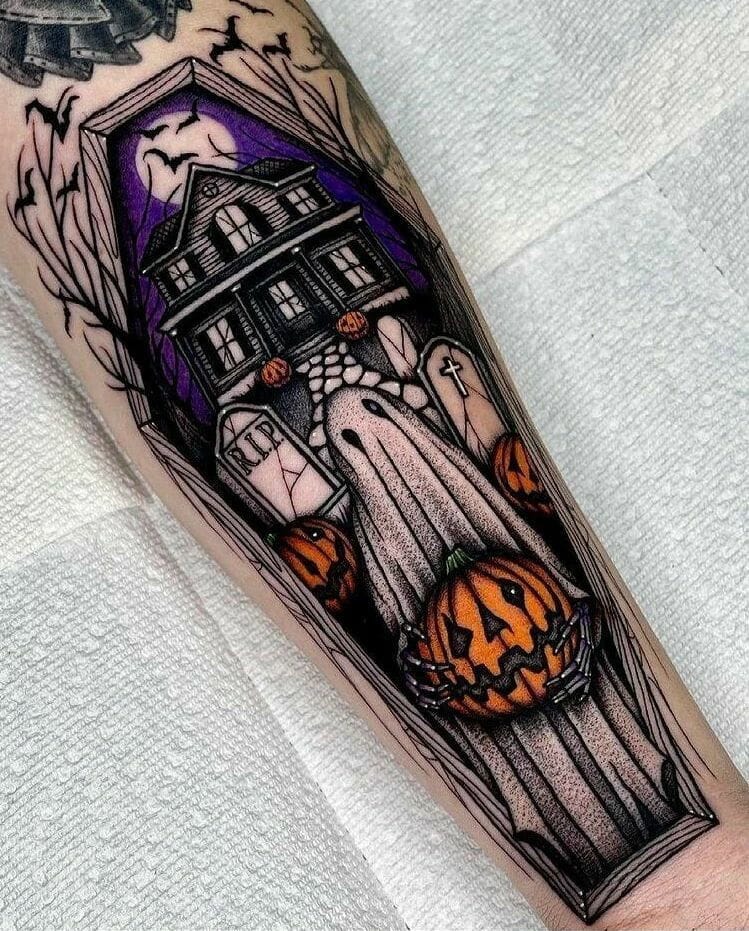 Embracing Tradition The Classic Jacko’Lantern Tattoo🎃 by