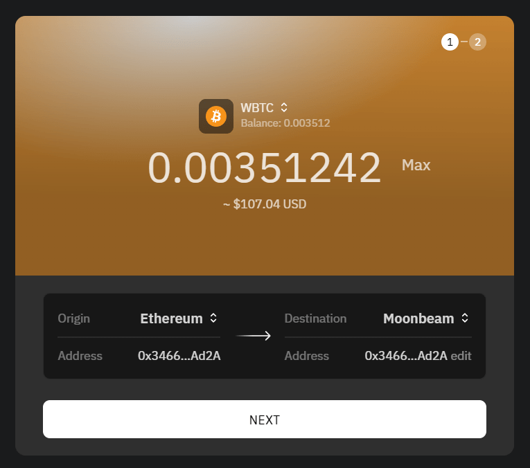 WBTC to Moonbeam Nomad Bridge How to Bridge Nomad WBTC (WBTC.mad) to