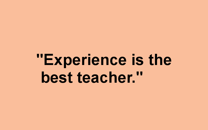 “Experience is the best teacher.” by The Dream Weaver's Diary Jun
