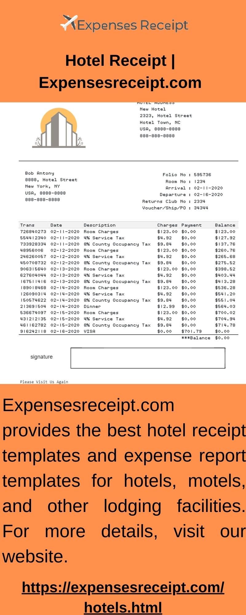 Hotel Receipt Expenses Receipt Medium