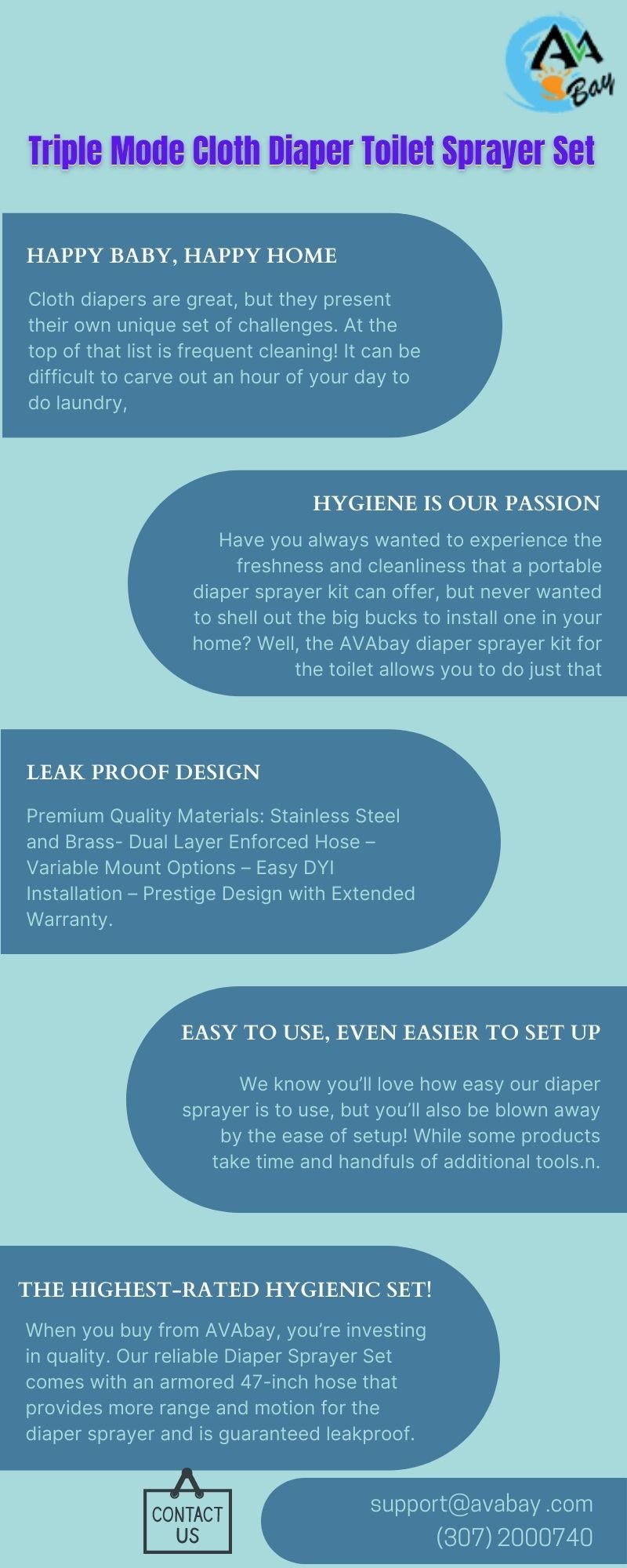 Triple Mode Cloth diaper toilet sprayerWith Leak Proof Design AVA