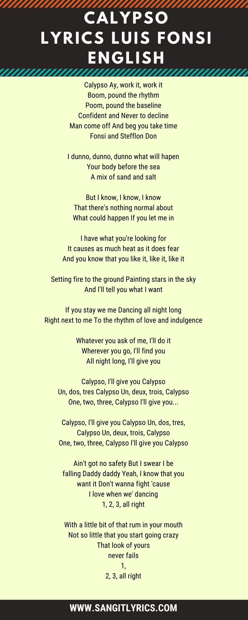 Calypso Lyrics Luis Fonsi Stefflon Don by Agastya Kumar Medium