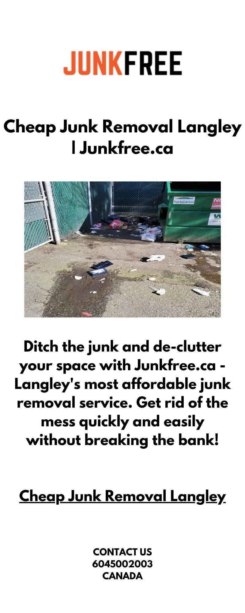 Cheap Junk Removal LangleyCheap Junk Removal Langley Junkfree.ca