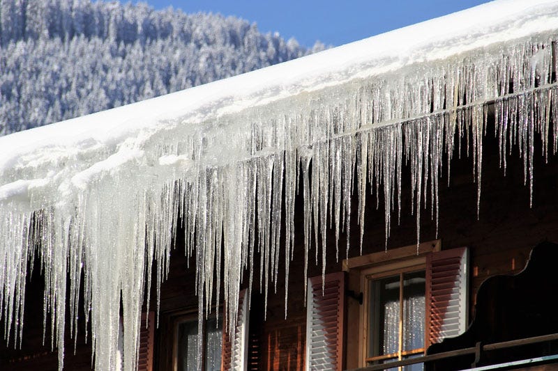 How to Remove Ice from Gutters. Icicles hanging from roofs and gutters