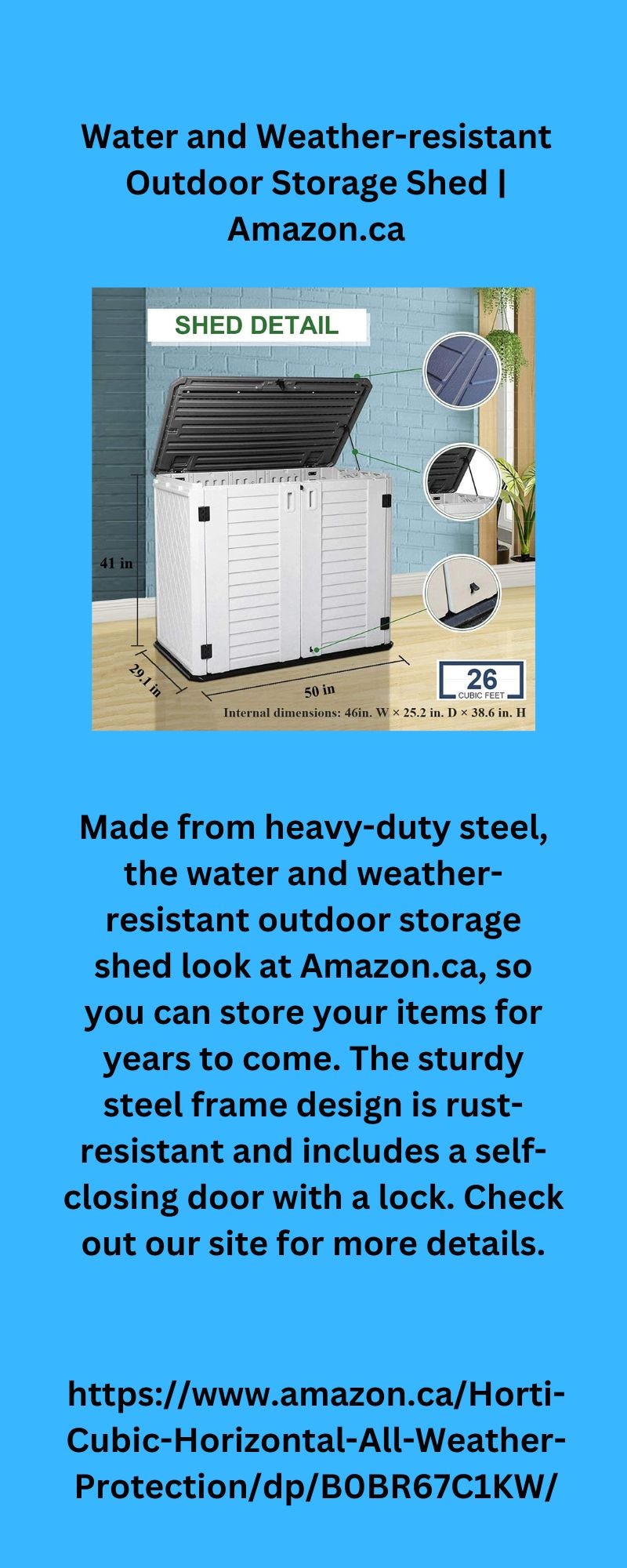 Water and Weatherresistant Outdoor Storage Shed Amazon.ca hortic