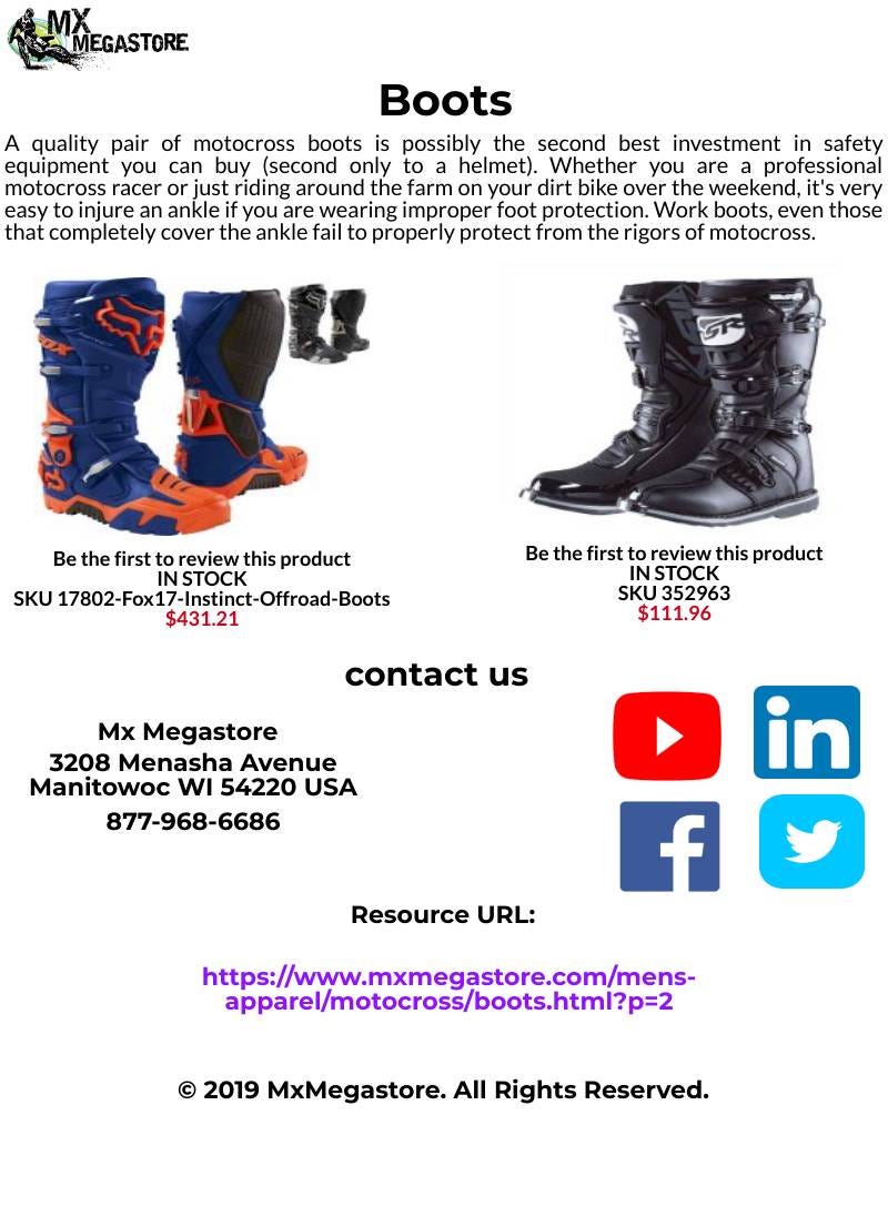 Men’s Motocross Boots Mx Megastore by Mx Megastore Medium