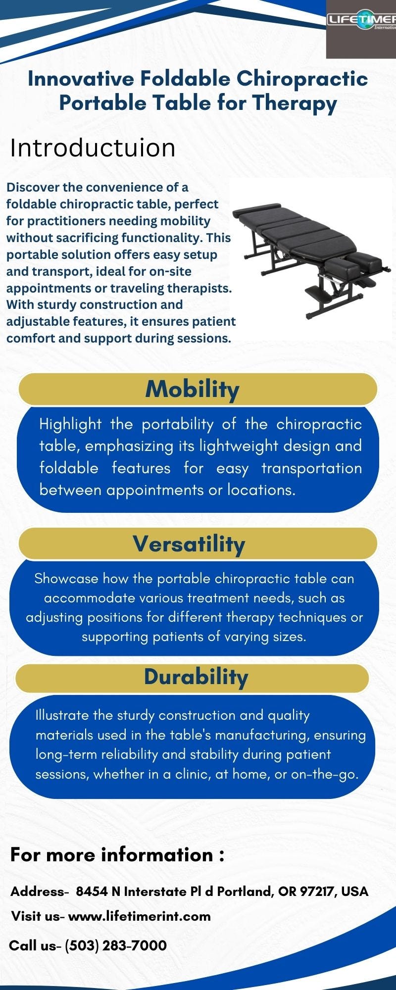 Innovative Foldable Chiropractic Portable Table for Therapy Life