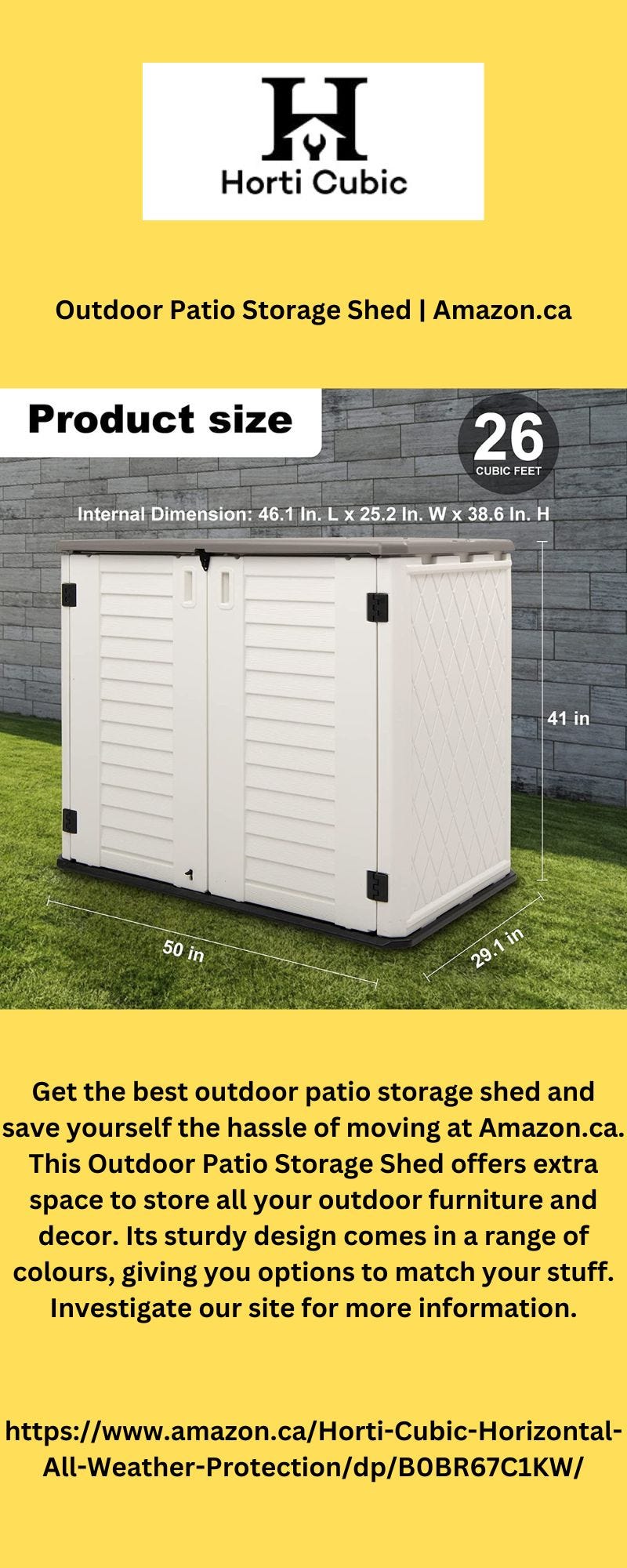 Outdoor Patio Storage Shed Amazon.ca hortic Medium