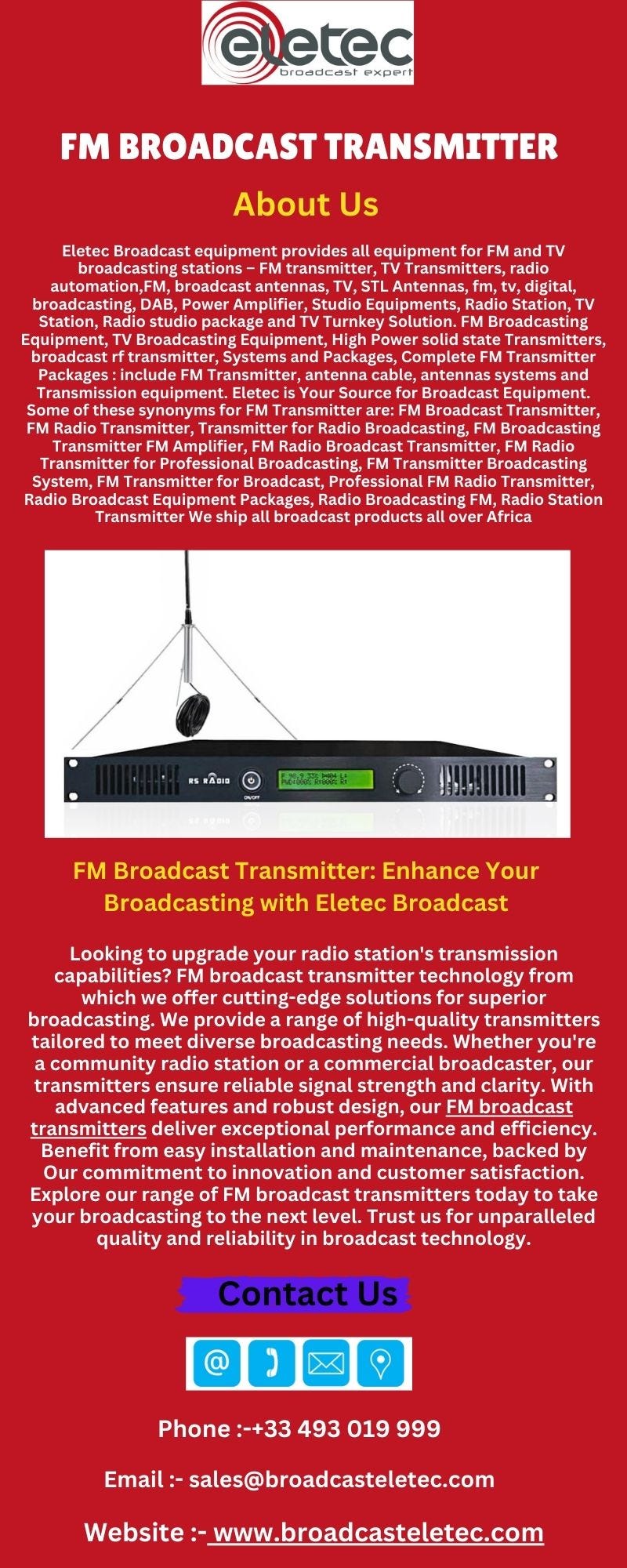 FM Broadcast Transmitter Enhance Your Broadcasting with Eletec