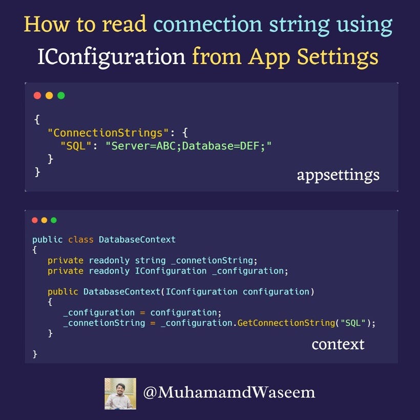 Pro EP 64 How to read connection strings from app settings