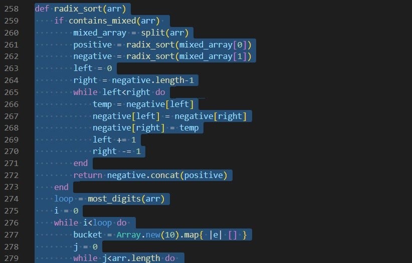 Radix Sort with a mix of positive and negative integers without added