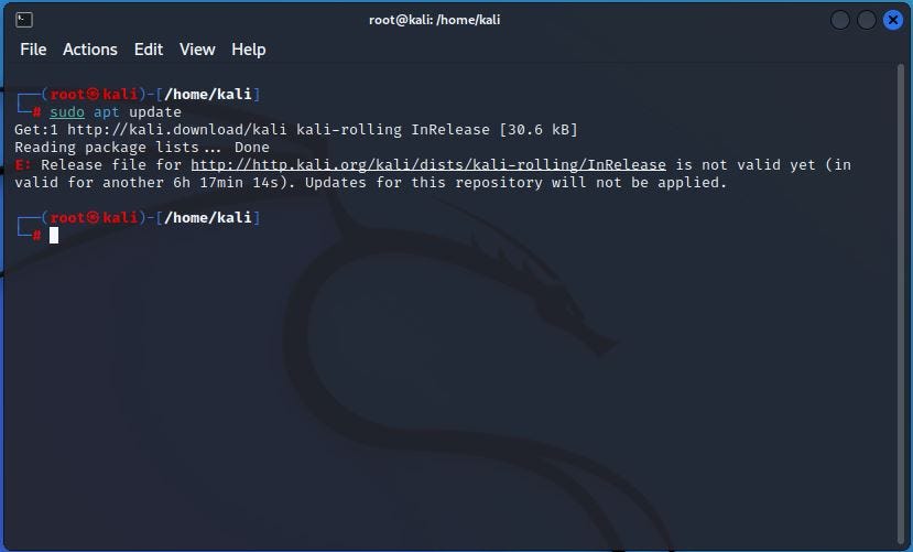 Sudo apt update kali Linux Error. Sudo apt update Kali Linux Error If