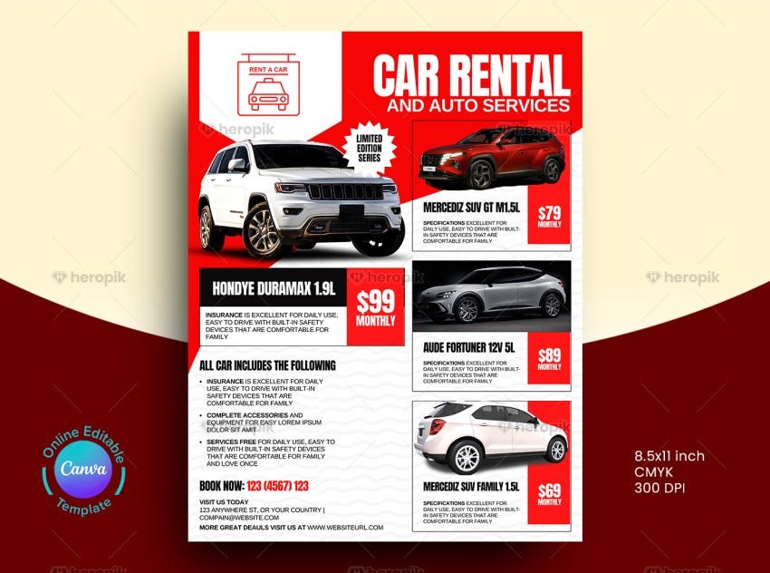 Rental Car Enterprise Canva Flyer Shape Heropik Medium