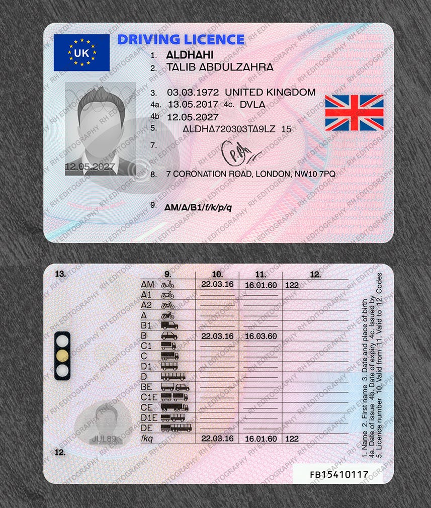 Uk Old Driving Licence PSD Template • Fully Editable • High Qaulity