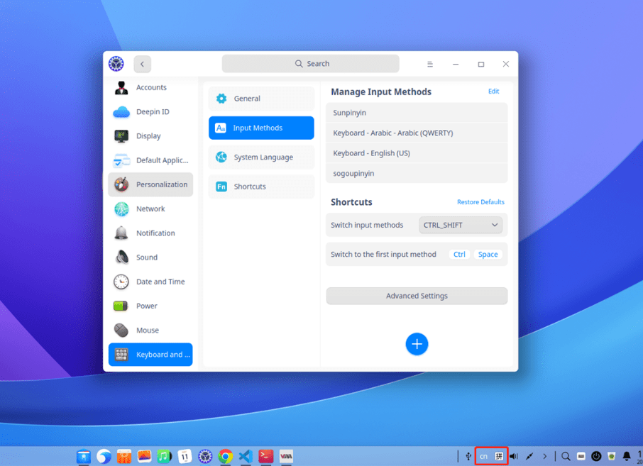 Keyboard Layouts and Input Methods by Deepin Medium