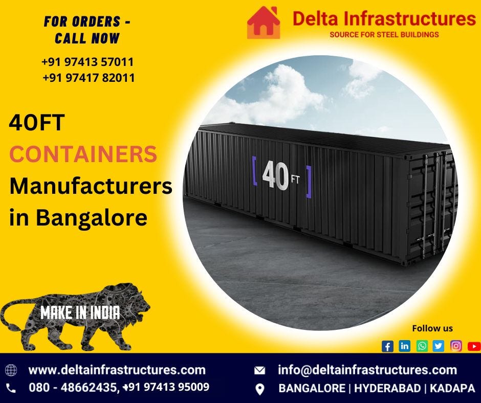 40Ft Containers Manufacturers in Bangalore — Delta Infrastructures by
