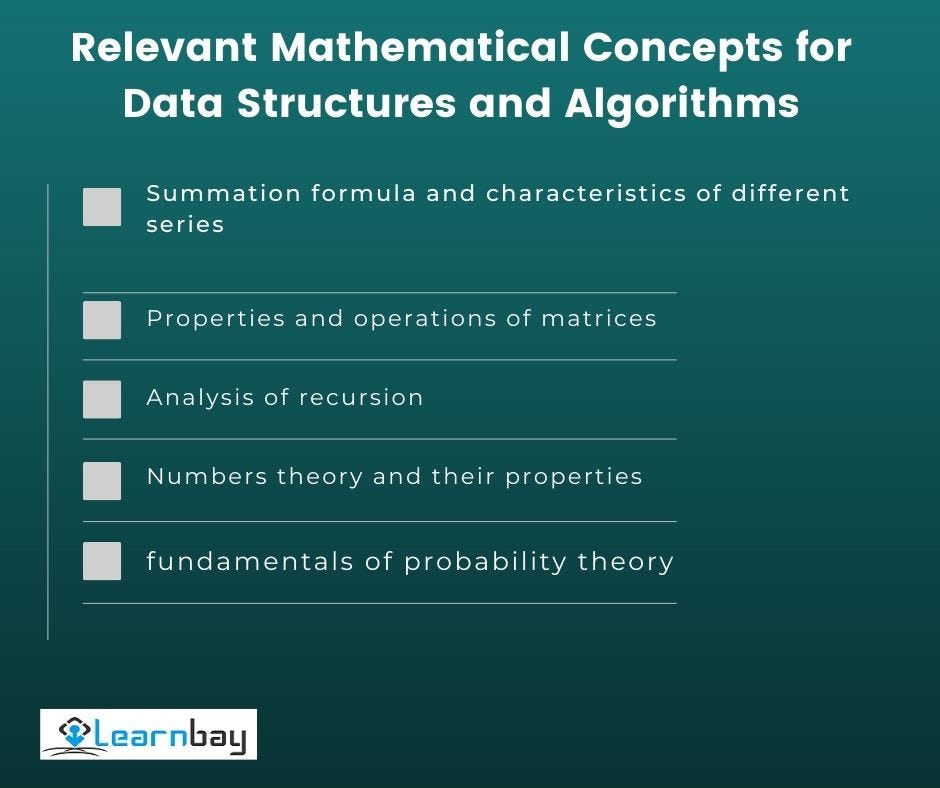Relevant Mathematical Concepts for Data Structures and Algorithms by