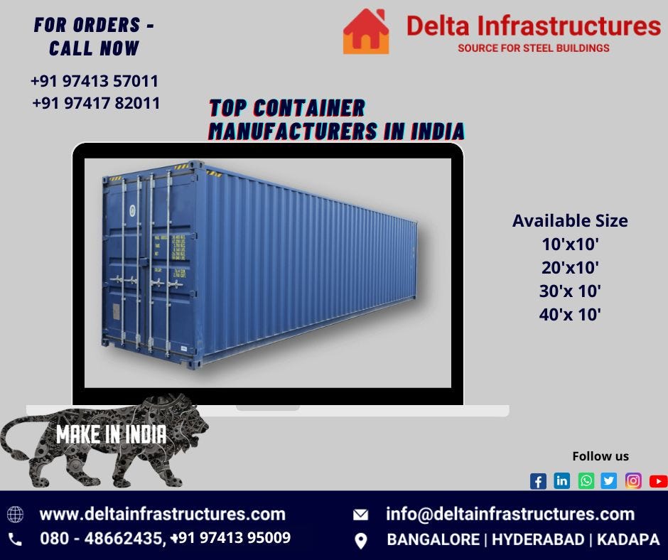 Top Container Manufacturers in Bangalore — Delta Infrastructures by