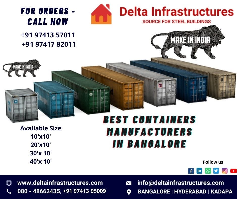 Best Containers Manufacturers in Bangalore by DELTA INFRASTRUCTURES