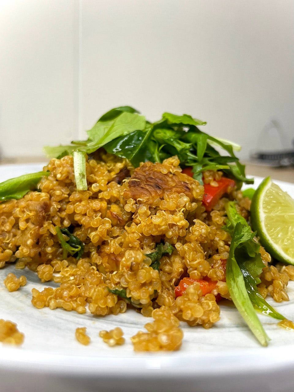 Quinoa Tempeh StirFry. tempeh, quinoa, bell peppers, baby… by
