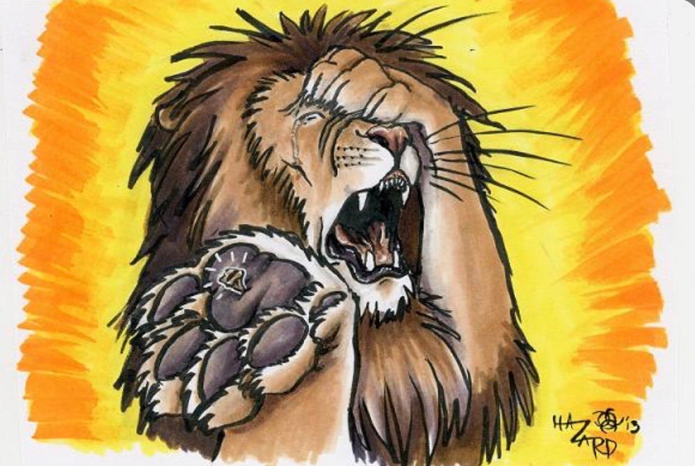 Thorn in the lion’s paw story. Lately I have the memory of a story I