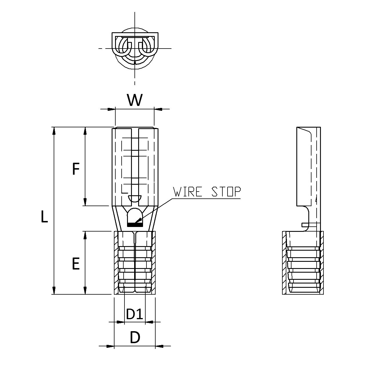 FDNDX1187(8) Non Insulated Double Crimp Quick Disconnects 2216 AWG
