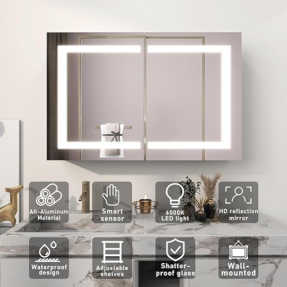 MIRPLUS 36 X 24 inch Medicine with MirrorLights Surface Mount