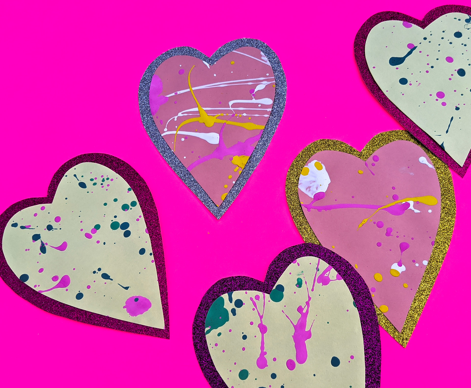 '80s Splatter Paint Valentines Mirror80