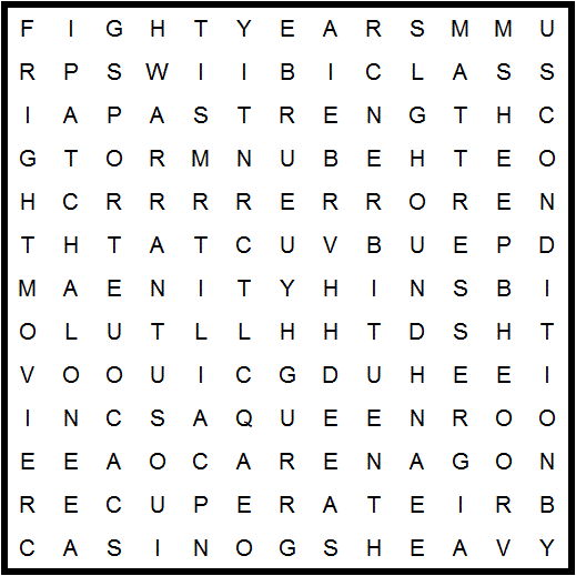 Word search for August 22, 2012
